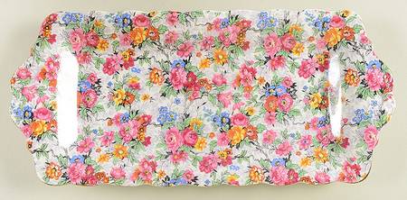 Rose Chintz (Bone China Bkstamp) Tray for Creamer & Sugar with Lid