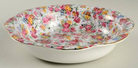 Rose Chintz (Bone China Bkstamp) 9" Round Vegetable Bowl
