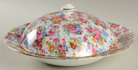 Rose Chintz (Bone China Bkstamp) Muffin Dish & Lid