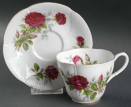 Royal Canadian Rose Flat Cup & Saucer Set by Royal Albert