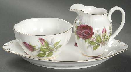 Royal Canadian Rose Mini Creamer & Open Sugar with Tray