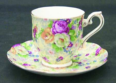 Rosetime Footed Demitasse Cup & Saucer Set