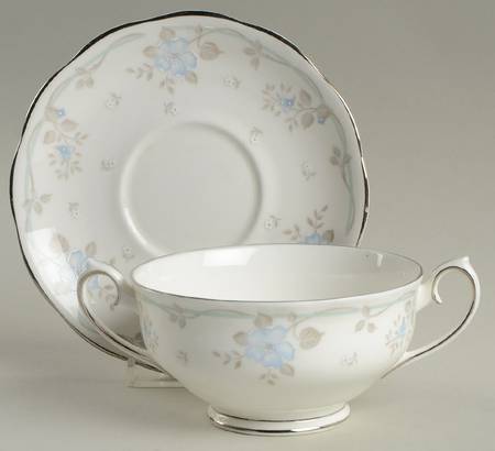 Satin Rose Footed Cream Soup Bowl & Saucer Set