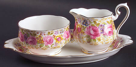 Serena (Thin Gold Trim) Mini Creamer&Open Sugar&Tray(CRMM3+SUOM2+CSTMTt1