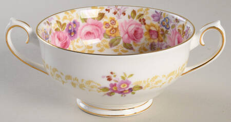 Serena (Thin Gold Trim) Footed Cream Soup Bowl