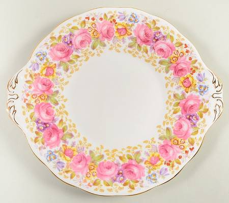 Serena (Thin Gold Trim) Handled Cake Plate