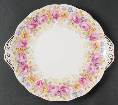 Serena (Thin Gold Trim) Handled Cake Plate