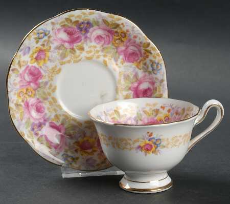 Serena (Thin Gold Trim) Footed Demitasse Cup & Saucer Set