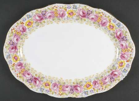 Serena (Thin Gold Trim) 13" Oval Serving Platter