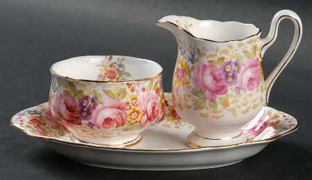Serena (Thin Gold Trim) Mini Creamer&Open Sugar w/Tray(CRMM1+SUOM1+CSTMTt2