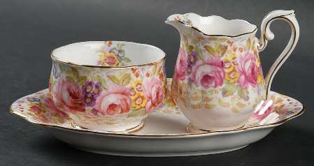 Serena (Thin Gold Trim) Mini Creamer&Open Sugar w/Tray(CRMM2+SUOM1+CSTMT2)