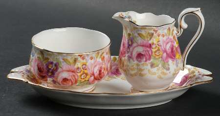 Serena (Thin Gold Trim) Mini Creamer&Open Sugar&Tray (CRMM2+SUOM2+CSTMT1)
