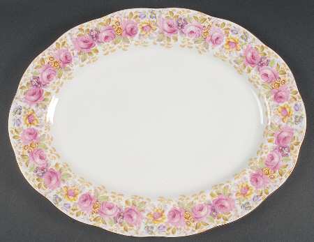 Serena (Thin Gold Trim) 15" Oval Serving Platter by Royal Albert
