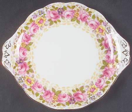Serena (Thin Gold Trim) Handled Cake Plate