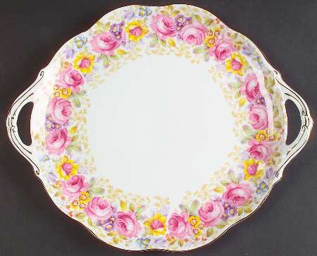 Serena (Thin Gold Trim) Handled Cake Plate