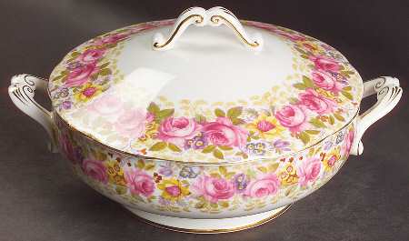 Serena (Thin Gold Trim) Round Covered Vegetable