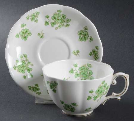 Shamrock (Gold Accent) Flat Cup & Saucer Set