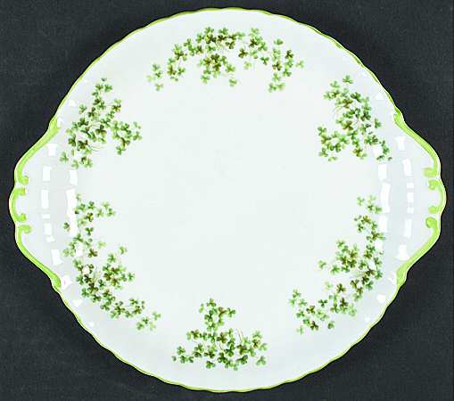 Shamrock (Green Trim, Newer) Handled Cake Plate