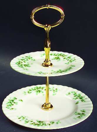 Shamrock (Green Trim, Newer) 2-Tiered Serving Tray (Salad & Bread/Butter Plate)