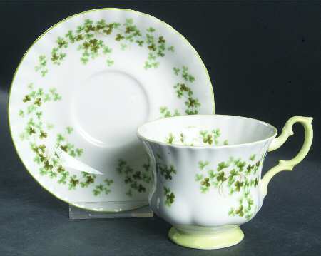 Shamrock (Green Trim, Newer) Footed Cup & Saucer Set