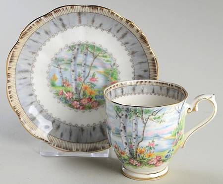 Silver Birch Footed Demitasse Cup & Saucer Set