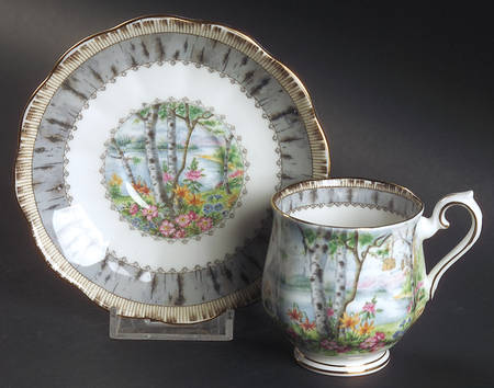 Silver Birch Footed Demitasse Cup & Saucer Set