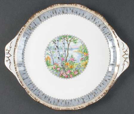Silver Birch Handled Cake Plate