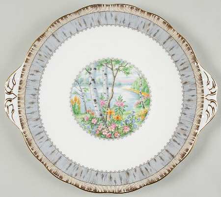 Silver Birch Handled Cake Plate