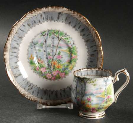 Silver Birch Footed Demitasse Cup & Saucer Set