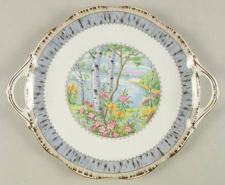 Silver Birch Handled Cake Plate