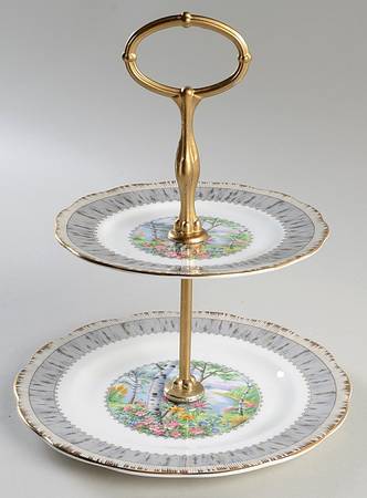 Silver Birch 2-Tiered Serving Tray (Salad & Bread/Butter Plate)