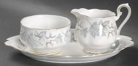 Silver Maple Creamer & Open Sugar with Tray
