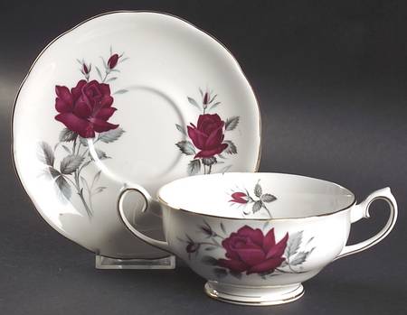 Sweet Romance Footed Cream Soup Bowl & Saucer Set