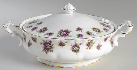 Sweet Violets Round Covered Vegetable