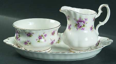 Sweet Violets Mini Creamer & Open Sugar with Tray