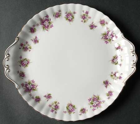 Sweet Violets Handled Cake Plate