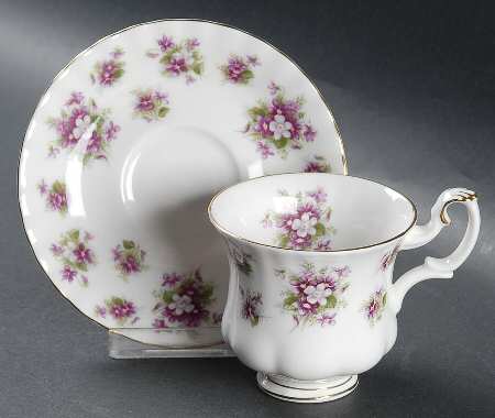 Sweet Violets Footed Demitasse Cup & Saucer Set