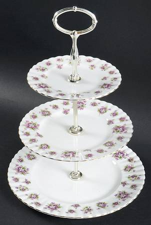 Sweet Violets 3-Tiered Serving Tray (DP, SP, BB)