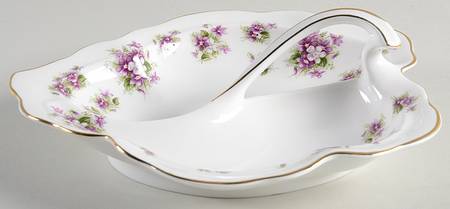 Sweet Violets Handled Leaf Dish