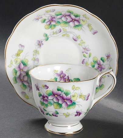 Sweet Violet Footed Cup & Saucer Set