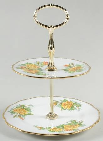 Tea Rose Yellow 2-Tiered Serving Tray (Salad & Bread/Butter Plate)