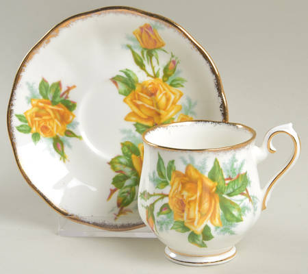 Tea Rose Yellow Footed Demitasse Cup & Saucer Set