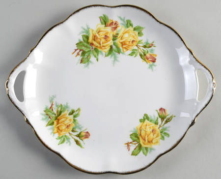 Tea Rose Yellow Handled Cake Plate