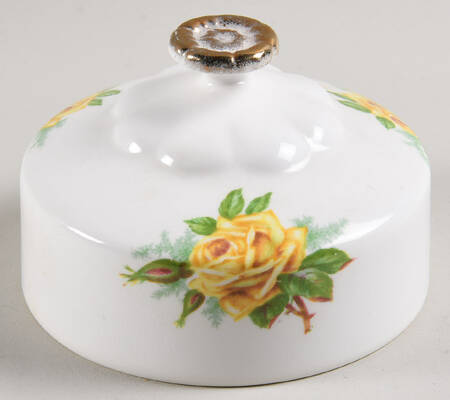 Tea Rose Yellow Lid for Round Butter (Uses Bread & Butter Plate)