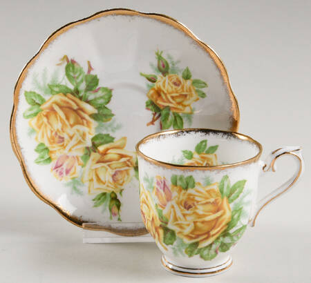 Tea Rose Yellow Footed Demitasse Cup & Saucer Set