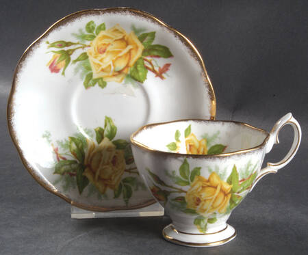 Tea Rose Yellow Footed Demitasse Cup & Saucer Set
