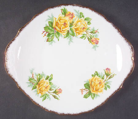 Tea Rose Yellow Handled Cake Plate