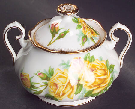 Tea Rose Yellow Sugar Bowl & Lid