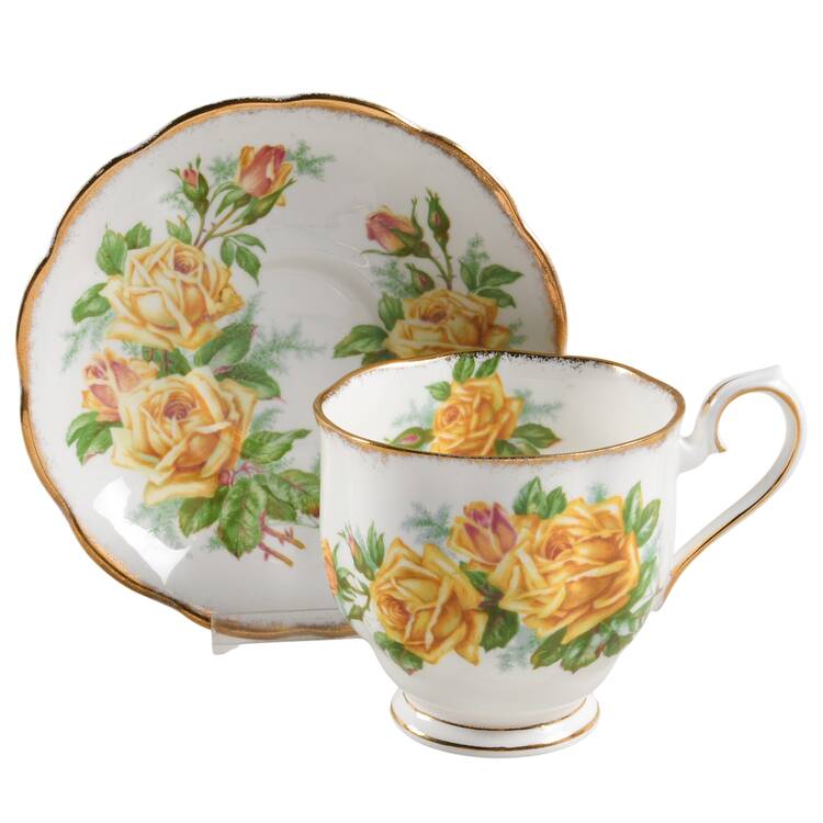 Tea Rose Yellow Footed Cup & Saucer Set