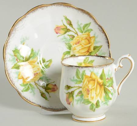 Tea Rose Yellow Footed Demitasse Cup & Saucer Set